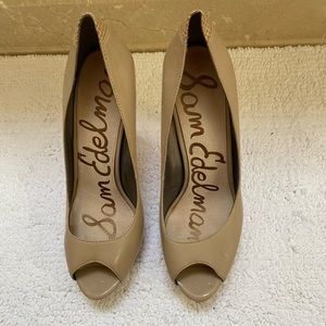 Nude Sam Edelman Platform Pumps.  Very high, skinny heel.  Size 8.5m